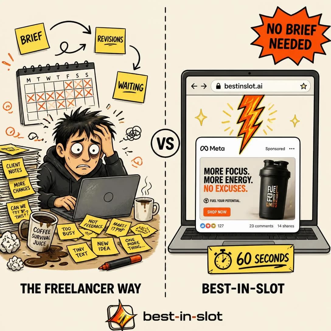 A hand-drawn, cartoon-style diagram/explainer illustration in the best-in-slot brand aesthetic, split into two vertical panels on a warm beige background with generous whitespace