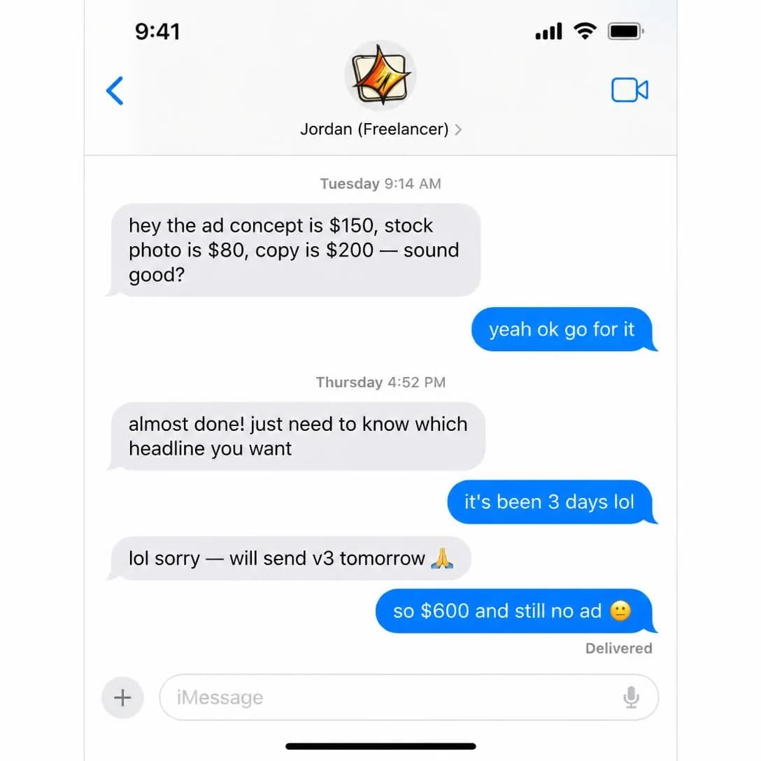 A pixel-accurate iPhone iMessage screenshot, iOS 18, light mode