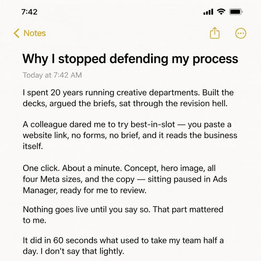 A realistic screenshot of the iOS 18 Notes app in light mode, filling the square frame on a warm off-white paper-like note