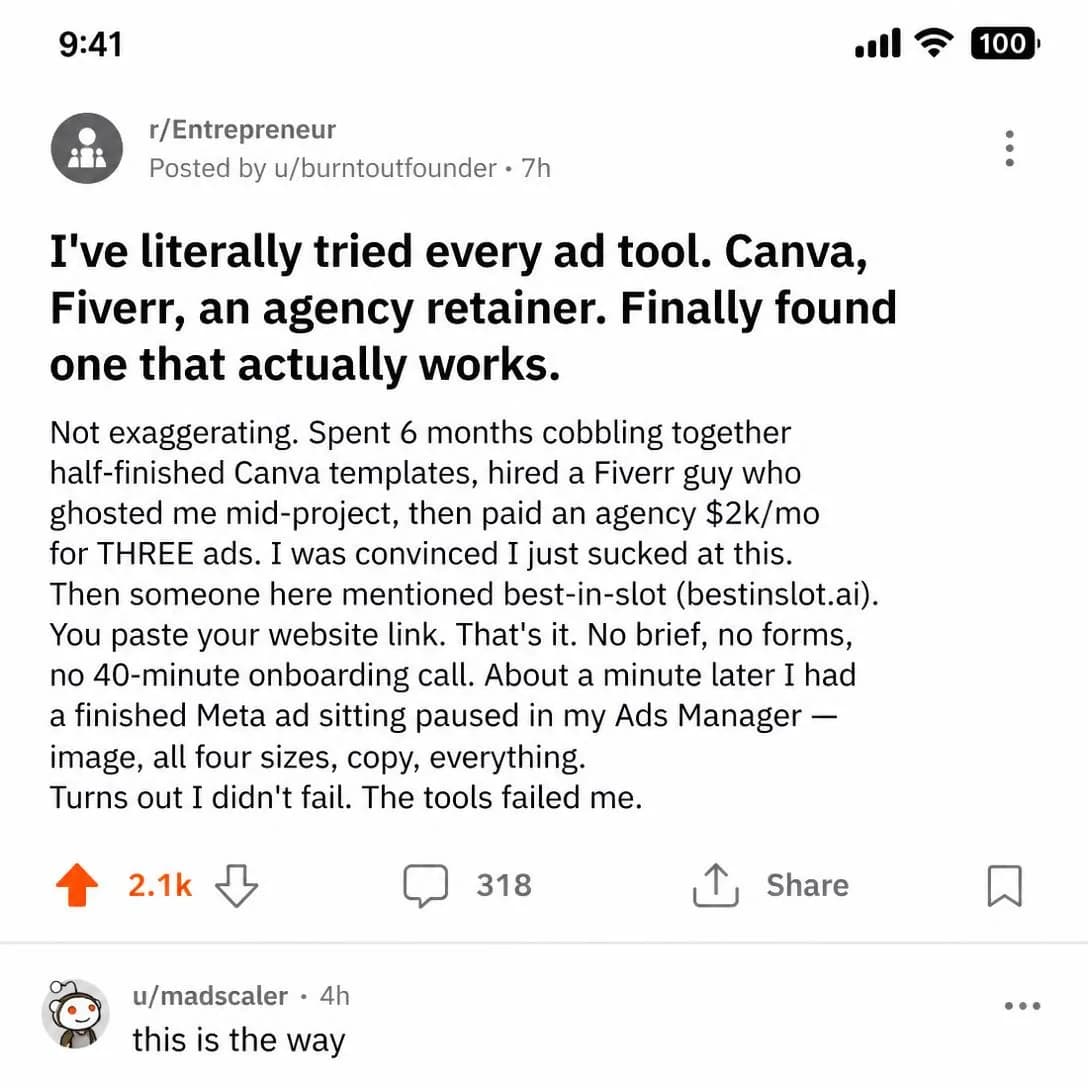A pixel-accurate screenshot of a Reddit post viewed in the Reddit mobile app, light mode, filling the entire square frame