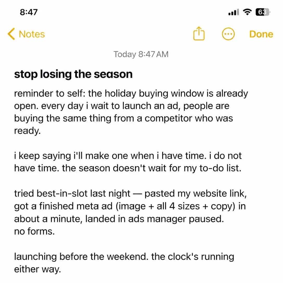 A pixel-accurate iPhone screenshot of the iOS 18 Notes app in light mode, shot as if someone screenshotted a note they typed this morning