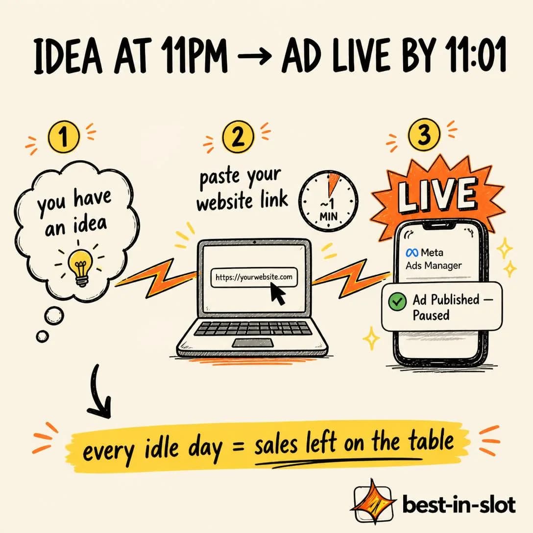 A hand-drawn explainer diagram on a warm beige background, styled in best-in-slot's playful, informal aesthetic — bold sans-serif labels, cartoon starburst badges, and lightning-bolt doodles in the primary orange…