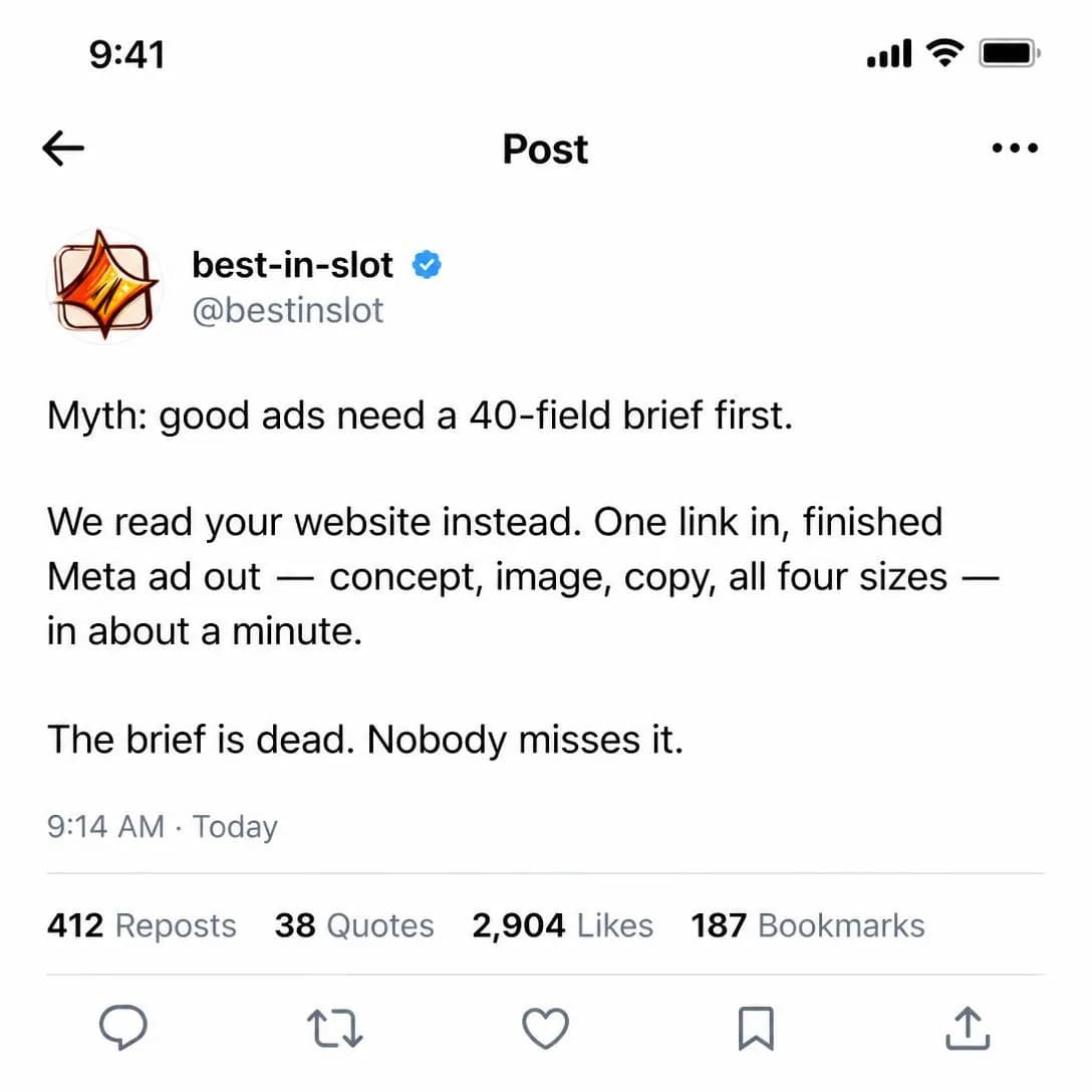 A pixel-accurate screenshot of a single post on the X (Twitter) mobile app, light mode, rendered exactly like the real iOS X interface