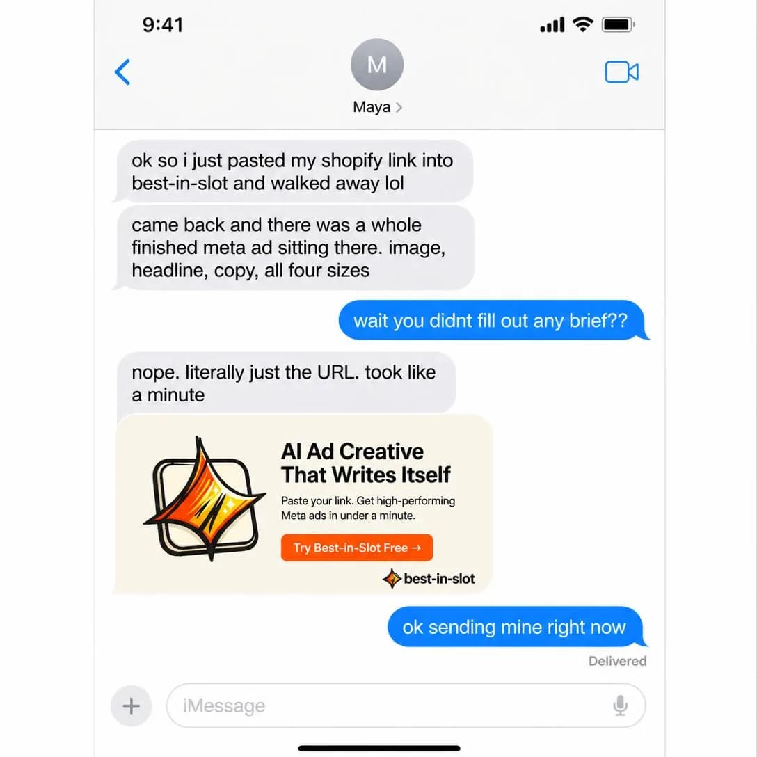 A pixel-accurate iPhone iMessage screenshot, iOS 18, light mode, that captures the core mechanism as a text conversation between two friends