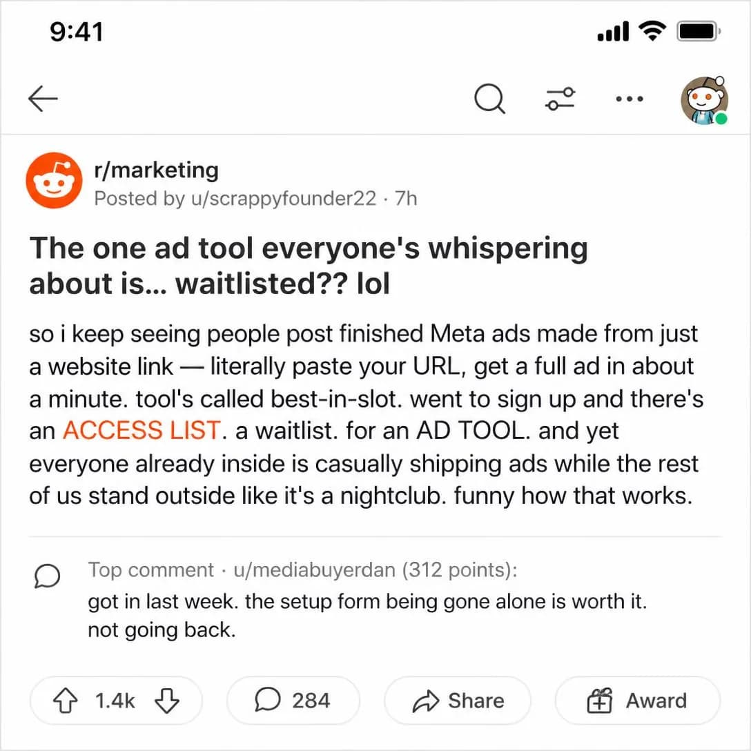 A pixel-accurate mobile screenshot of a Reddit post viewed in the official Reddit app, light mode