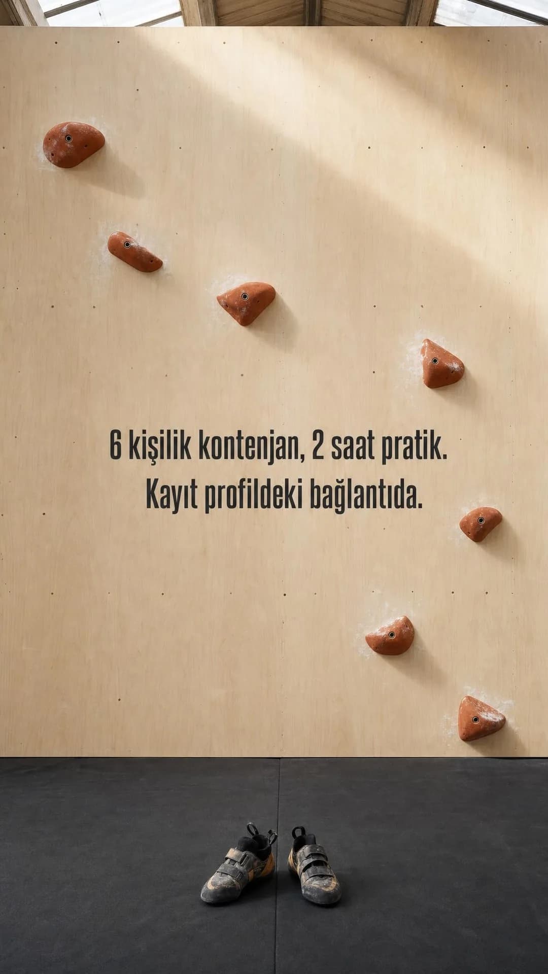 Görseldeki metin: 6 kişilik kontenjan, 2 saat pratik. Kayıt profildeki bağlantıda.